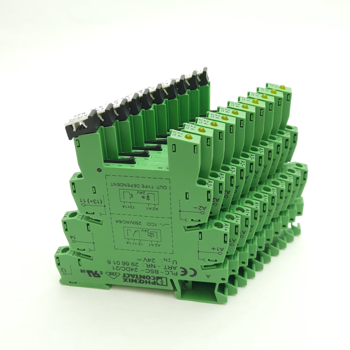 Used Lot of 10 Phoenix Contact PLC-BSC-24DC/21 Relay Base, 24VDC Input, DIN Rail