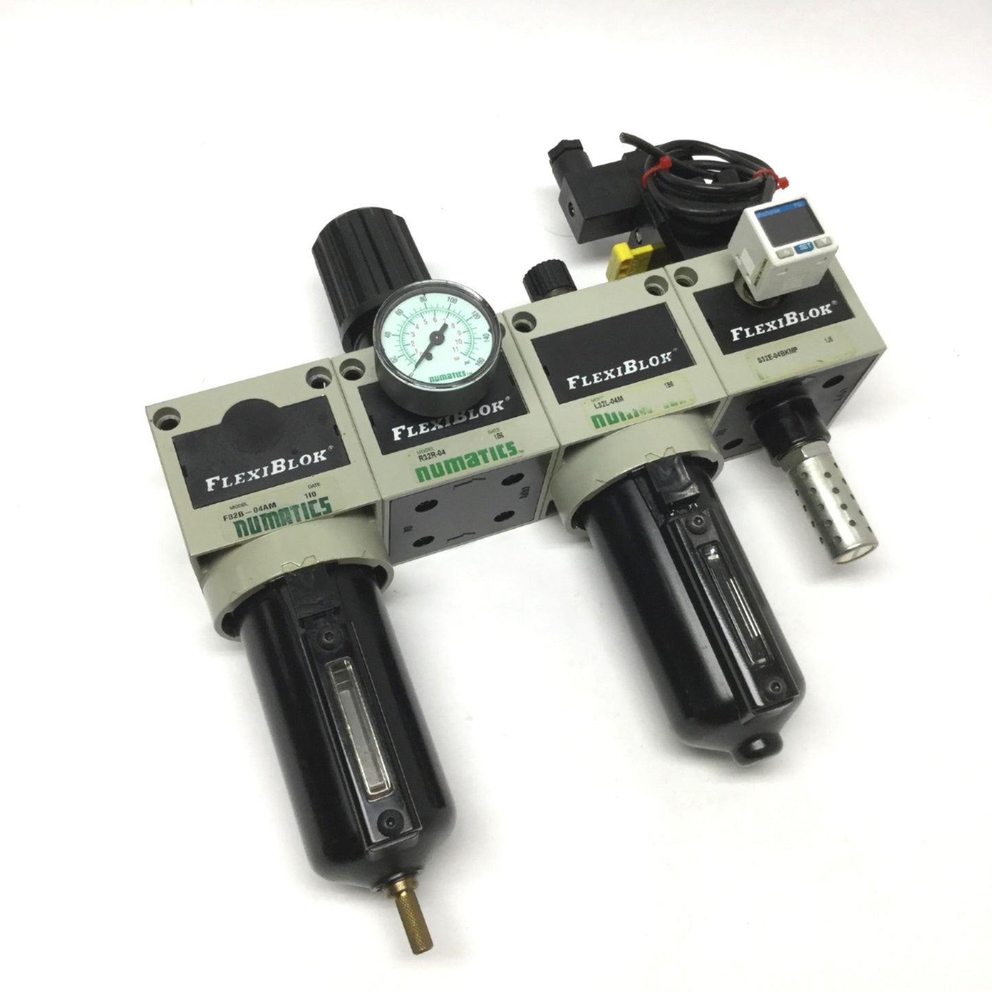 Used Numatics FlexiBlok Pressure Regulator/Filter/Lubricator/Relief Valve Combo