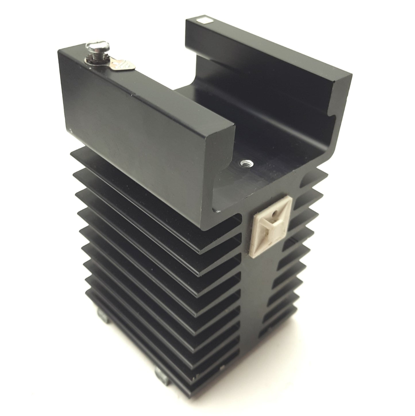 Used Solid State Relay (SSR) Aluminum Heatsink, 5 x 3 x 2 7/8", 2lbs, DIN Rail Mount
