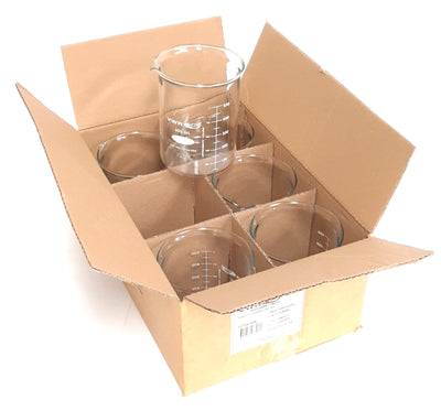 New Lot of 6 VWR 10754-956 Low Form Glass Beakers, 20oz/600ml, 50-500ml Graduation