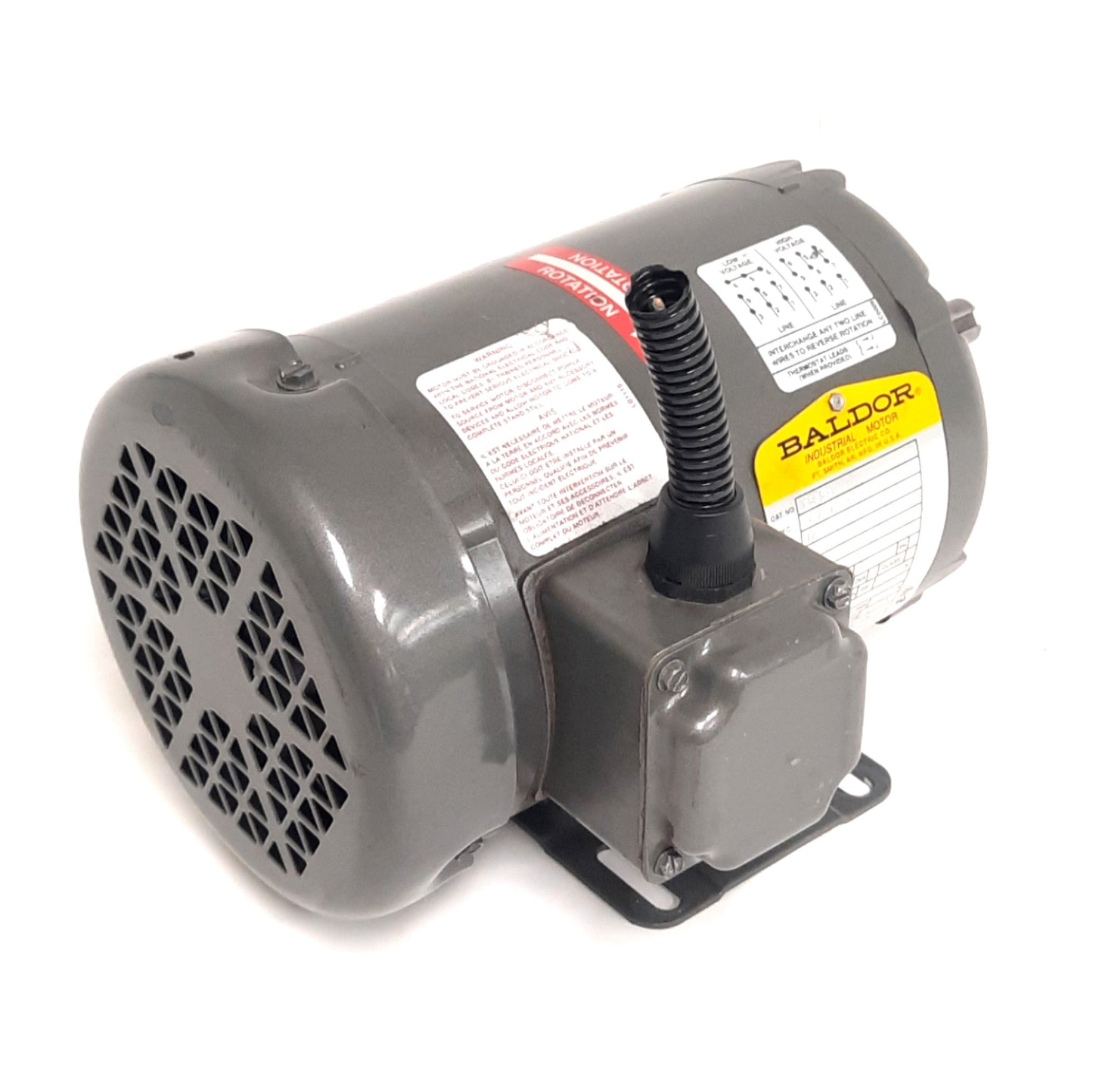 Used Baldor M3538 Electric Motor 3-Ph, 230/460V AC, 1720RPM, 1/2HP, 56 Frame