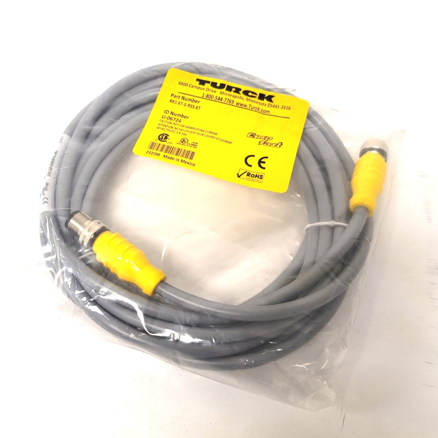 New Turck RKS 6T-5-RSS 6T Actuator Sensor Cordset Male M12 To Female M12 Eurofast