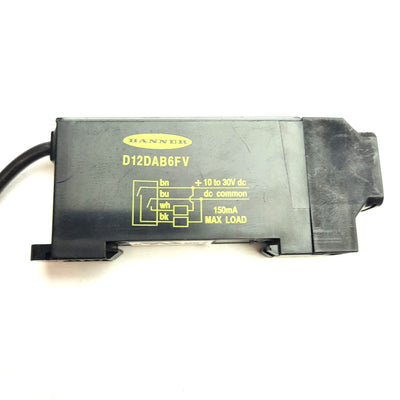 Used Banner Engineering D12DAB6FV AC-Coupled Fiber Sensor, 10-30VDC 60mA, 1NPN + 1PNP