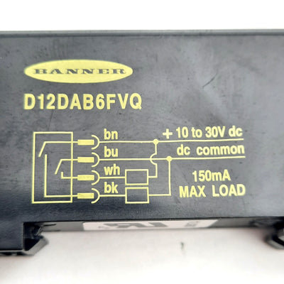 Used Banner Engineering D12DAB6FVQ AC-Coupled Fiber Sensor 10-30VDC 60mA, 1NPN + 1PNP