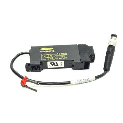 Used Banner Engineering D12DAB6FVQ AC-Coupled Fiber Sensor 10-30VDC 60mA, 1NPN + 1PNP