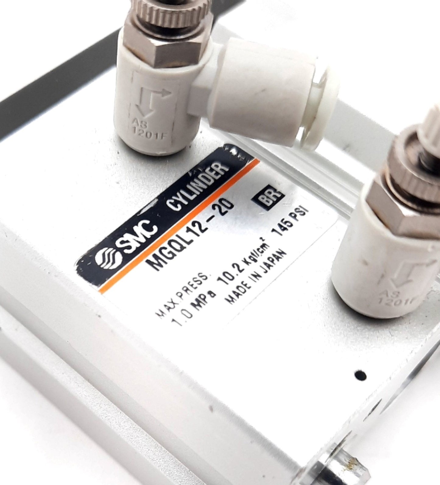 Used SMC MGQL12-20 Guided Cylinder 145Psi, 12mm Bore, 20mm Stroke