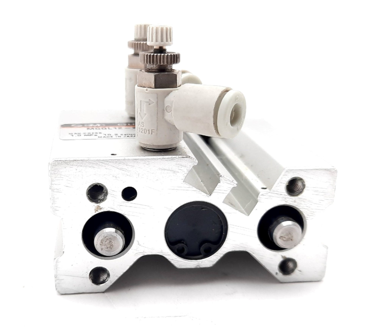 Used SMC MGQL12-20 Guided Cylinder 145Psi, 12mm Bore, 20mm Stroke