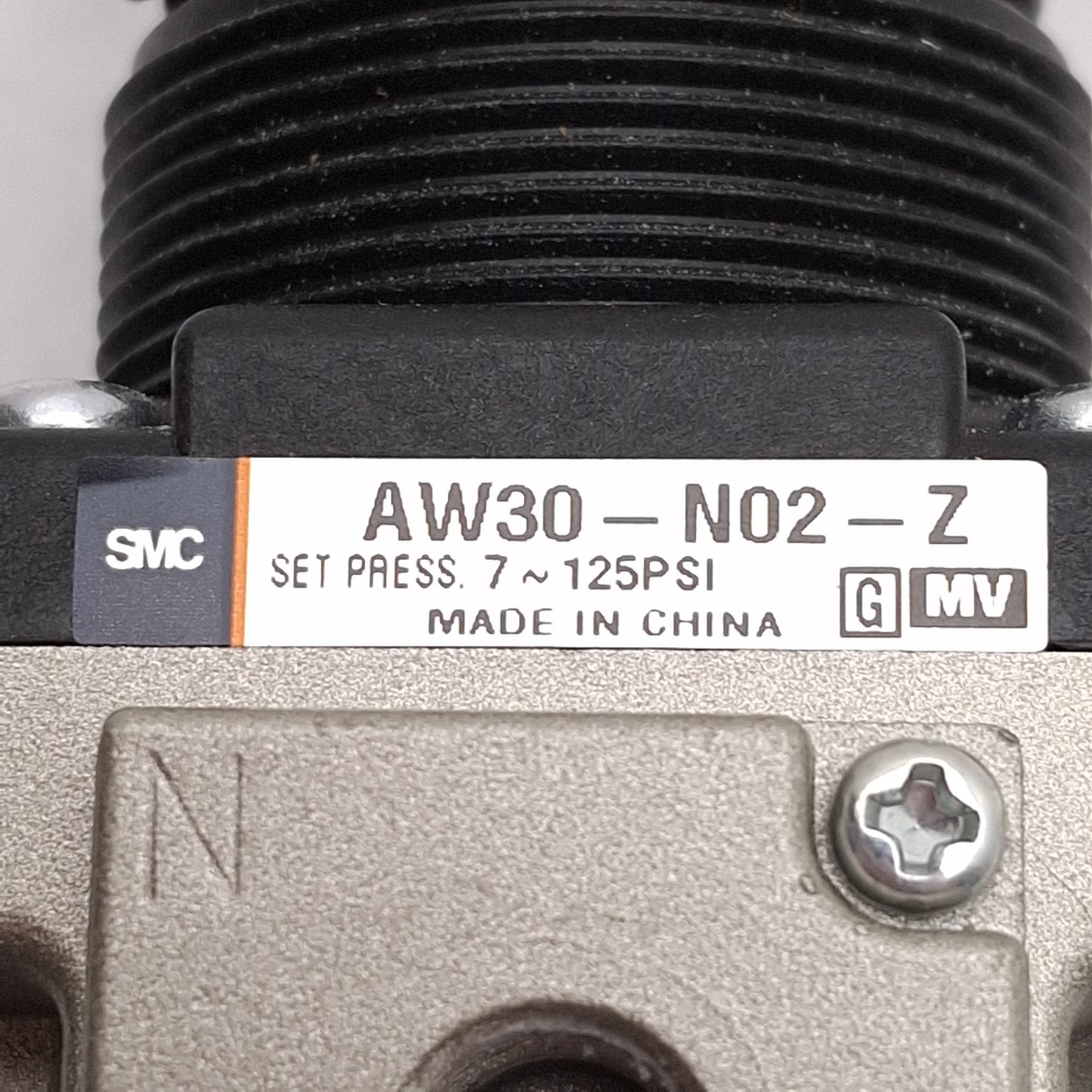 Used SMC AW30-N02-Z Filter Regulator, Set: 7-125psi, Proof: 150psi, 1/4 NPT Ports