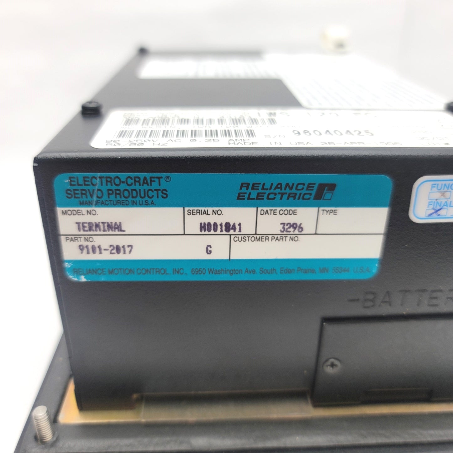 Used Electro Craft 9101-2017 Operator Interface Terminal For Steeger K80/16-72/89