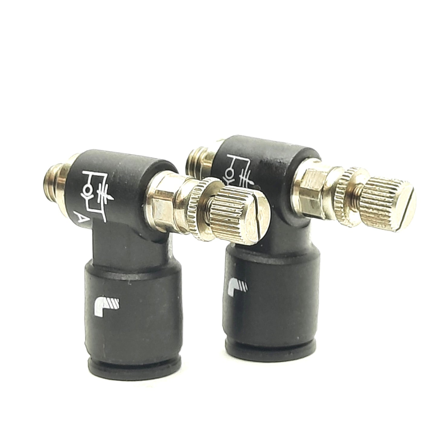 Used Lot of 2 Parker Legris 76600619 Miniature Flow Regulator, M5x0.8, Ø1/4" Port