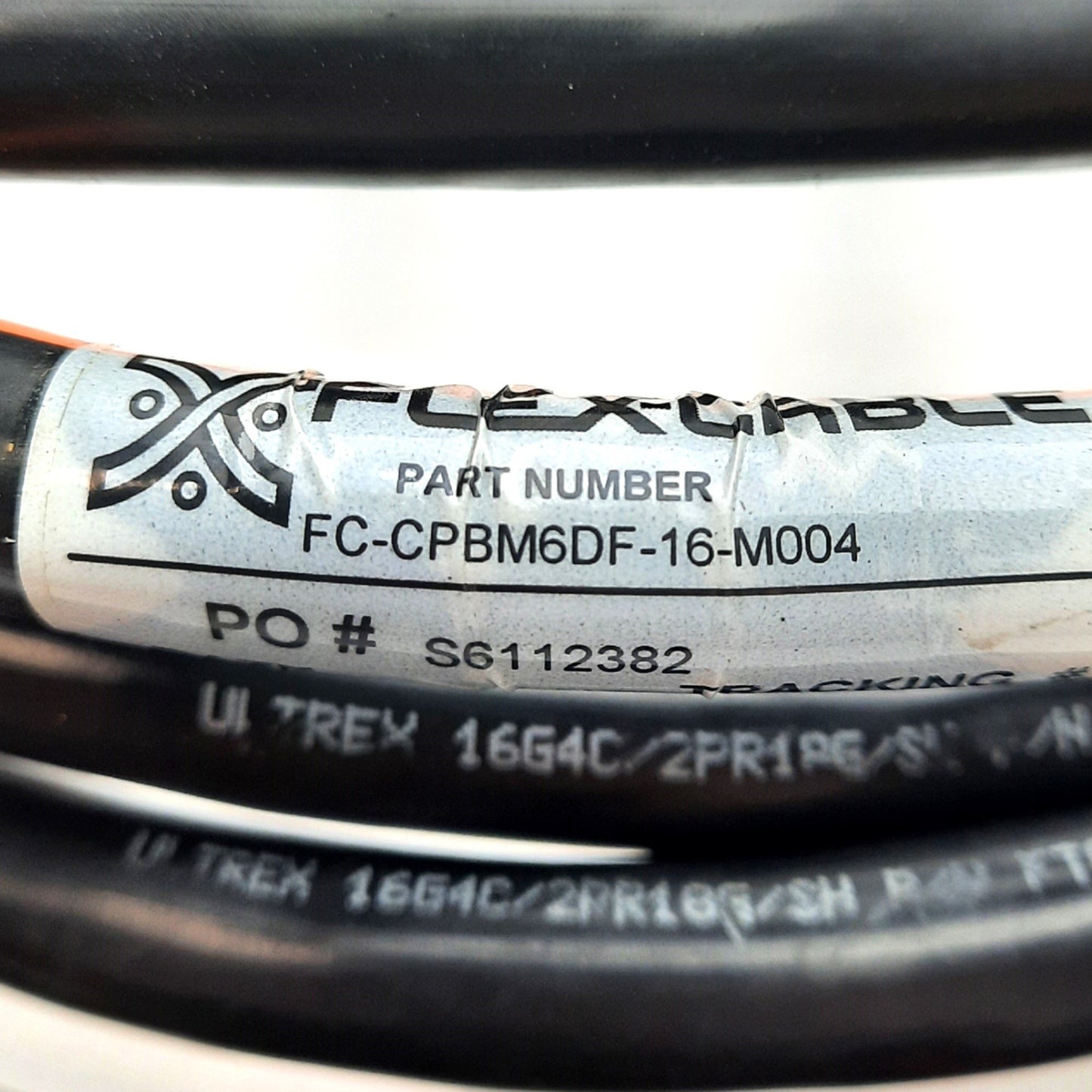 Used Flex-Cable FC-CPBM6DF-16-M004 Motor Power/Brake Cable 9-Pin to Flying Leads, 4m