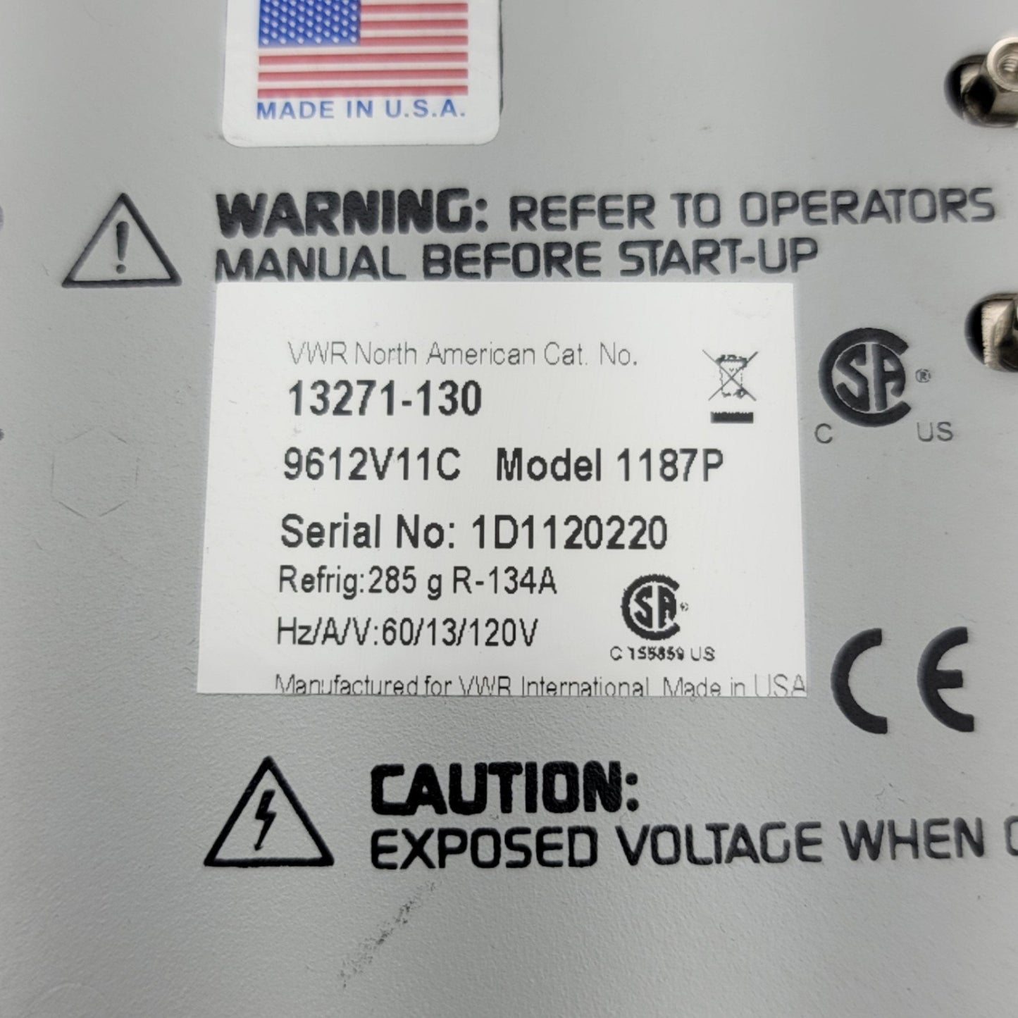 Used VWR 1187P Recirculating Programmable Temperature Controller 120VAC, 13A, 1100W