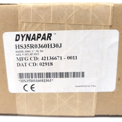 Dynapar HS35R0360H30J Hollow Shaft Rotary Encoder 14mm Bore, 360PPR, M12 8-Pin