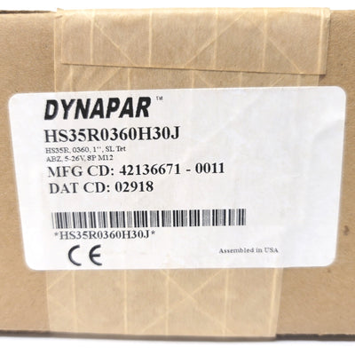 New Dynapar HS35R0360H30J Hollow Shaft Rotary Encoder 14mm Bore, 360PPR, M12 8-Pin