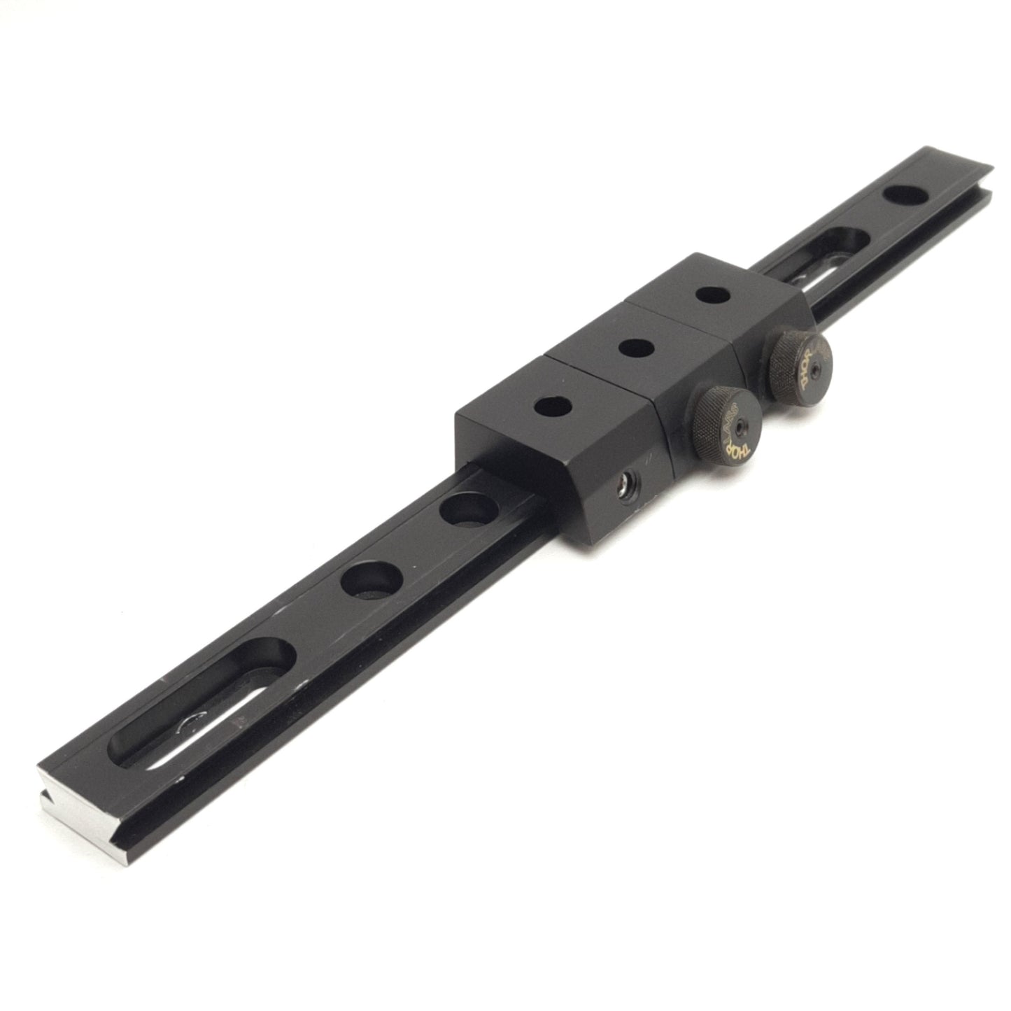 Used Thorlabs RLA 19mm Dovetail Optical Rail 265mm Long w/ 3x RC1 1" Carriers