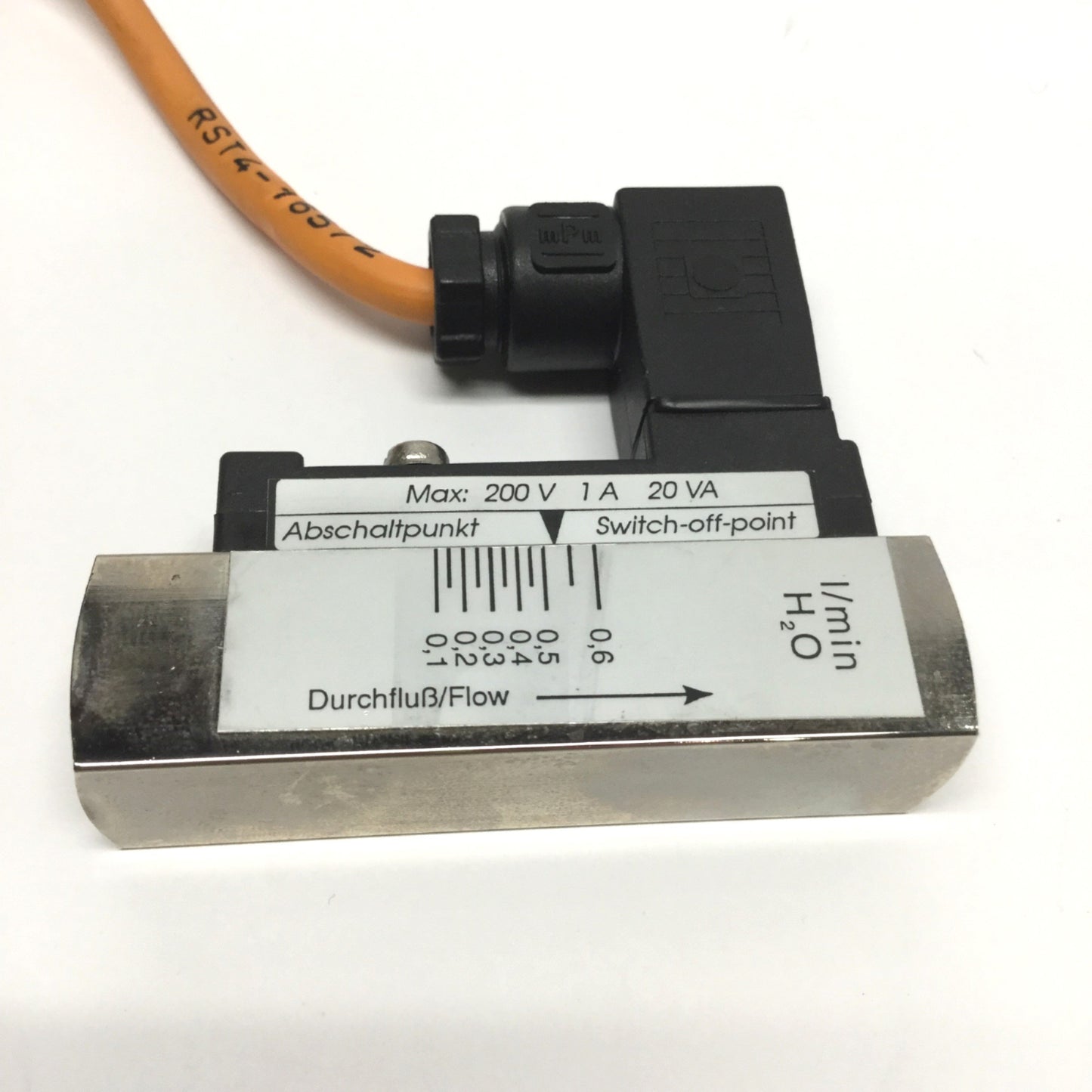 Used Barksdale BFS10-N Adjustable Water Flow Switch 0.1-0.6 LPM, G1/4" NO, 200VAC 1A