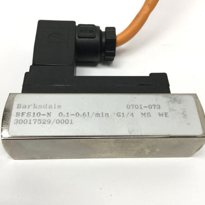 Used Barksdale BFS10-N Adjustable Water Flow Switch 0.1-0.6 LPM, G1/4" NO, 200VAC 1A