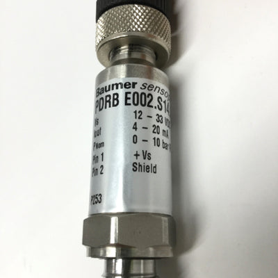 Used Baumer PDRB E002.S14.C310 Pressure Transmitter 0-10bar, 24VDC, G1/4, 4-20mA Out