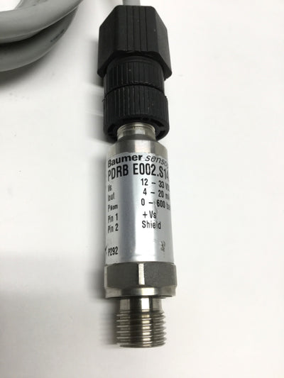 Used Baumer PDRB E002.S14.C460 Pressure Transmitter 0-600bar, 24VDC, G1/4, 4-20mA Out