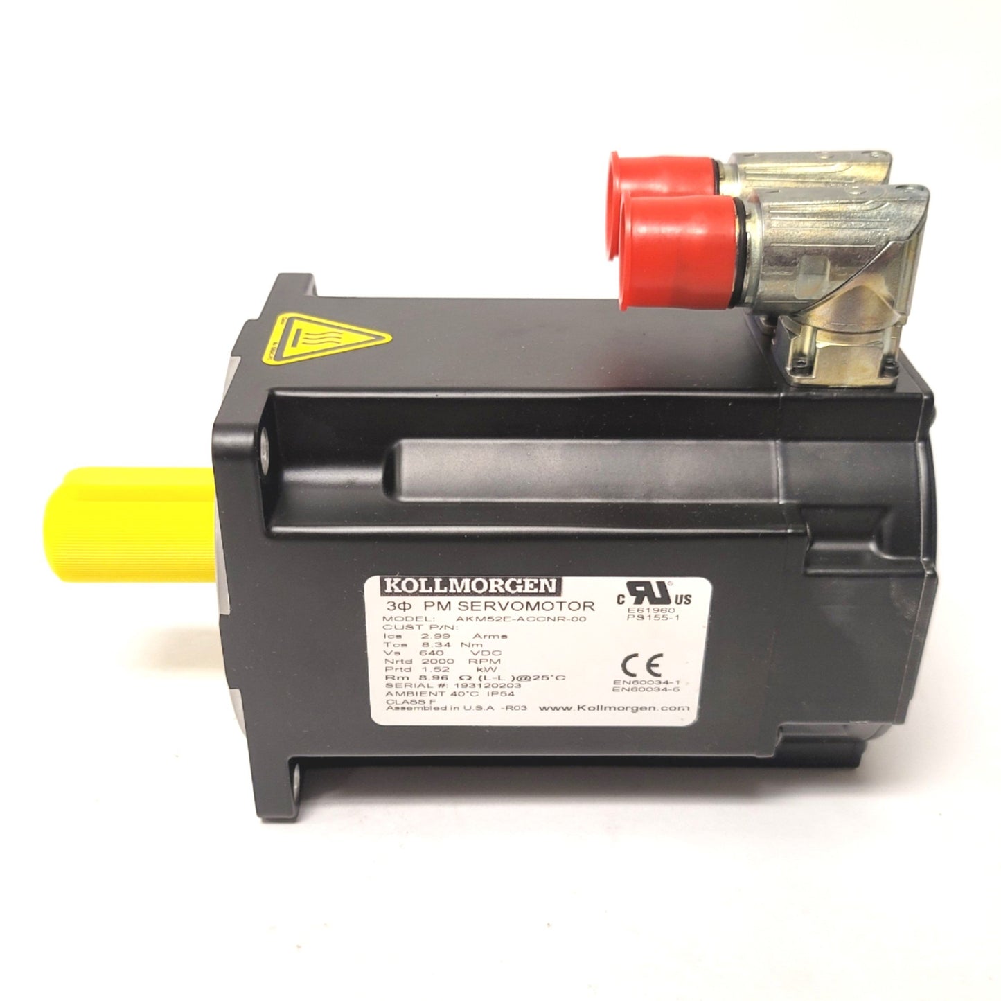 New Kollmorgen AKM52E-ACCNR-00 AKM Servo Motor 640VDC, 1.52kW, 2000RPM, IEC 108mm
