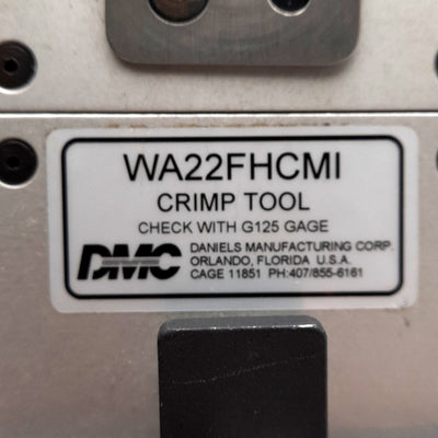 Used DMC WA22FHCMI Pneumatic Indent Crimp Tool, 80-120psi, 5/32" P2C Port, 20-32AWG