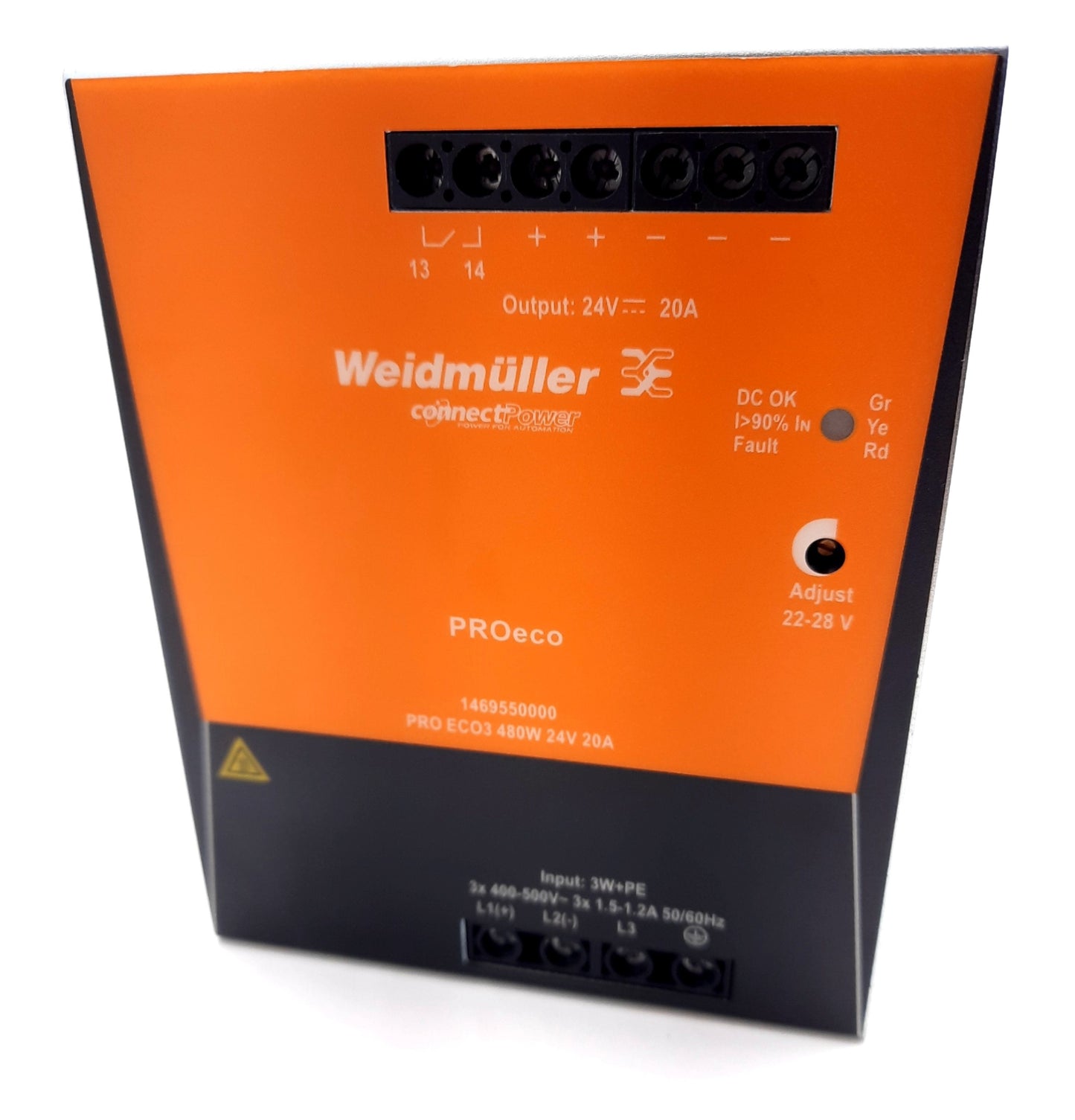 New – Open box Weidmuller 1469550000 PROeco 3 Power Supply 3 Phase 320-575VAC, 450-800VDC 20A