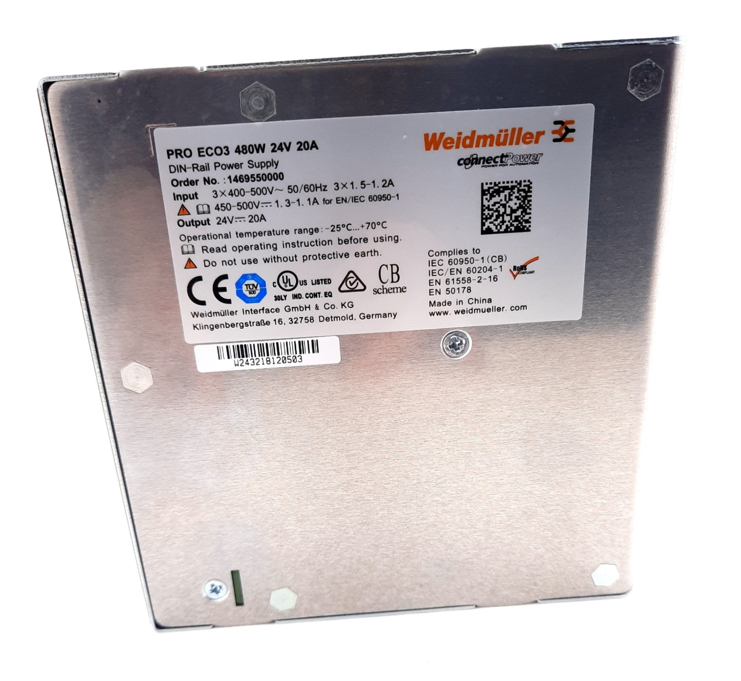 New – Open box Weidmuller 1469550000 PROeco 3 Power Supply 3 Phase 320-575VAC, 450-800VDC 20A