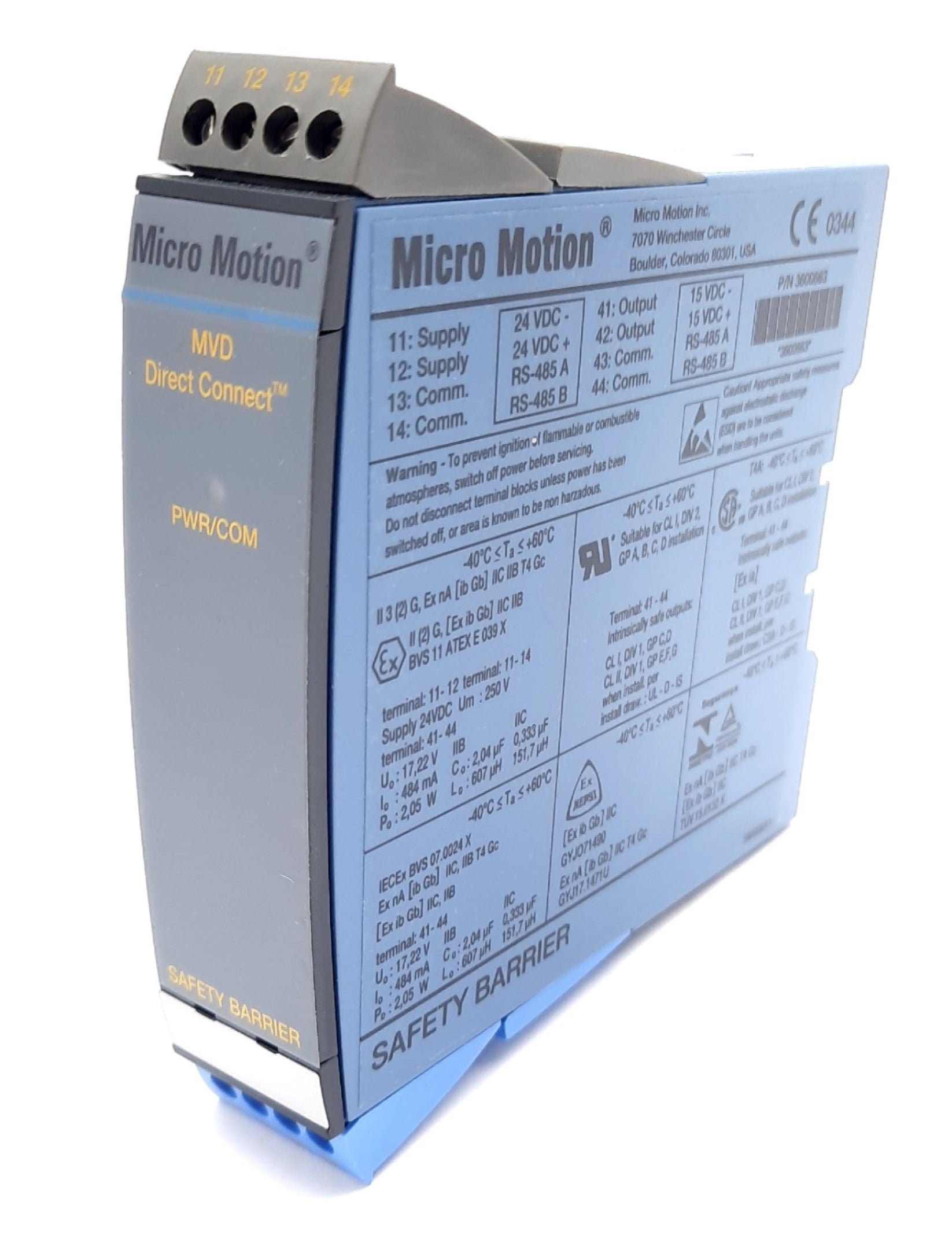 Emerson Micro Motion 3600663 Direct Connect Safety Barrier 24VDC, 3.5W ...