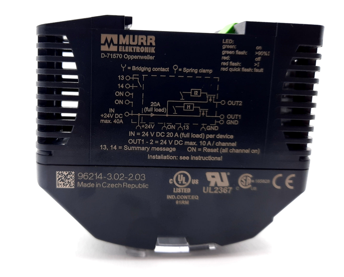 New – Open box Murr Elektronik D-71570 9000-41034-0100600 Relay Module 66147-3.04-3.04, 24VDC