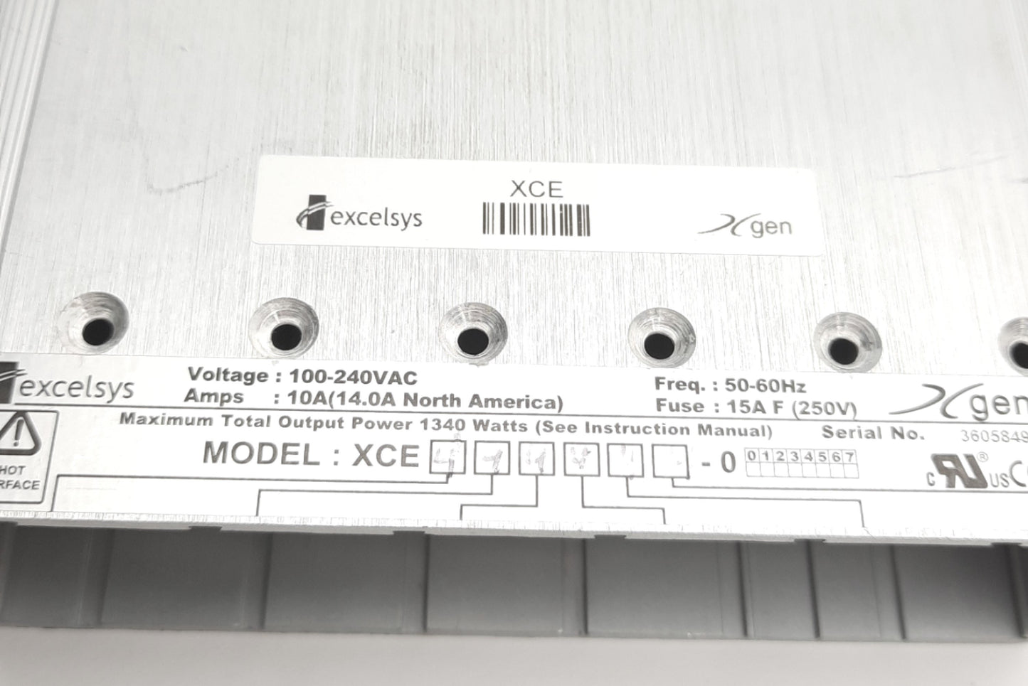 Used Excelsys XCE Xgen Power Supply Card Cage 1340W, 100-240V AC 10A, 6-Slots