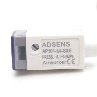 Used Adsens AP101-1/4-S0.6 Pressure Sensor, 1/4" OD Male Port, -0.1-0.6MPa, 3m Cable