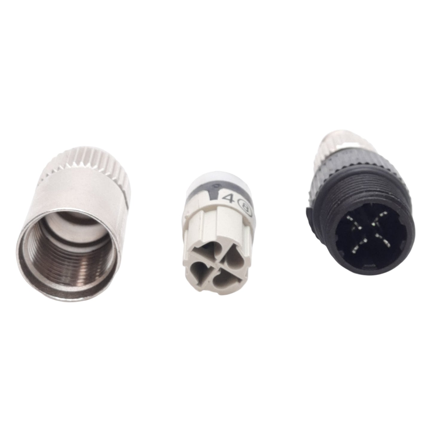 Used Lot of 2 L-Com M8FT4M Field Termination Connector, M8 4-Pin Male, 32VAC/DC 4A