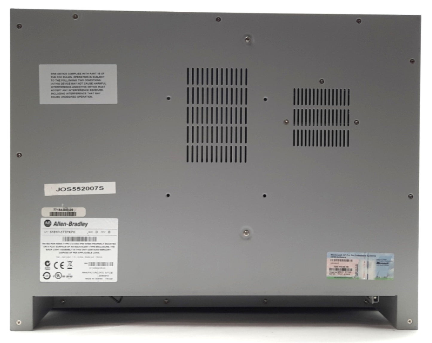 Used Allen Bradley 6181P-17TPXPH Touch Panel PC 17" Intel P4 2GHz 100-240VAC *No HDD*