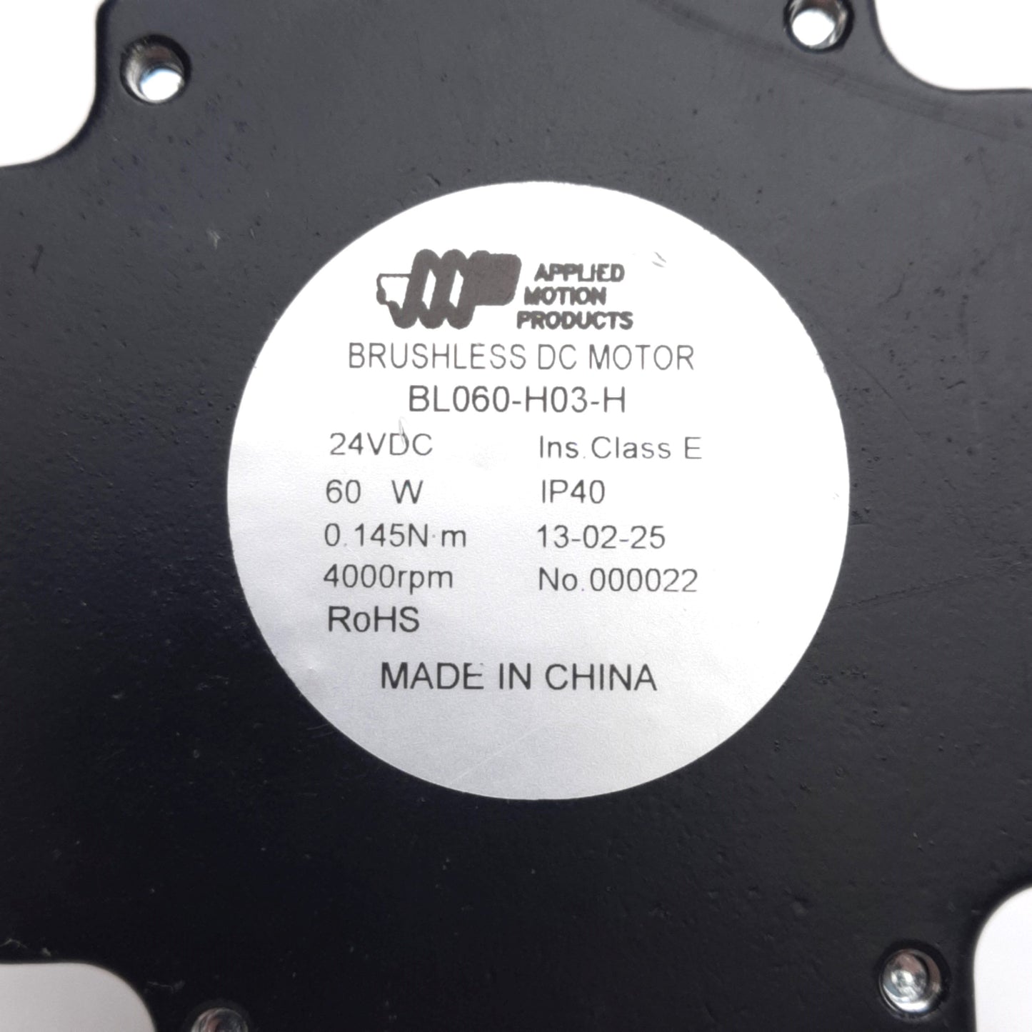 Used Applied Motion BL060-H03-H Brushless DC Motor, 24VDC, 60W, 0.145Nm, 4000rpm