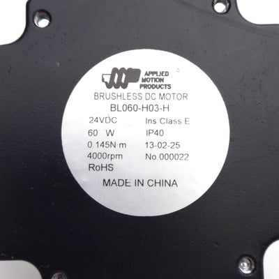 Used Applied Motion BL060-H03-H Brushless DC Motor, 24VDC, 60W, 0.145Nm, 4000rpm