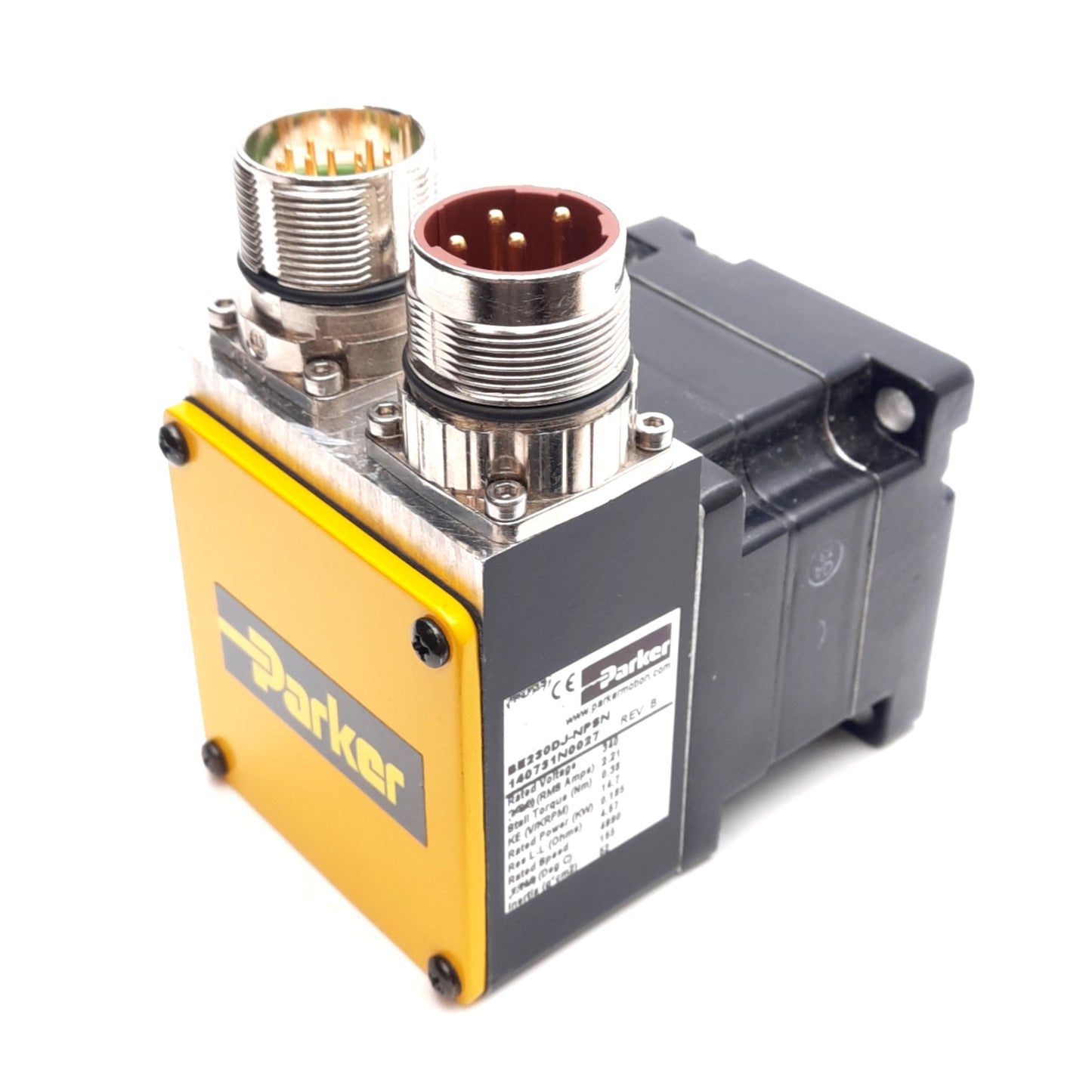 Used Parker BE230DJ-NPSN Servo Motor 340V 2.21A Ø3/8" Shaft, 0.185kW, 0.38Nm, 4990rpm