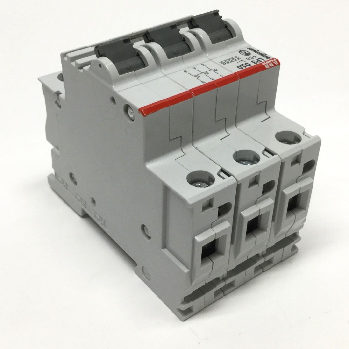 Used ABB LP3 D10 Smissline Circuit Breaker, 3-Pole, D-Curve, 10A 400V, DIN Rail Mount