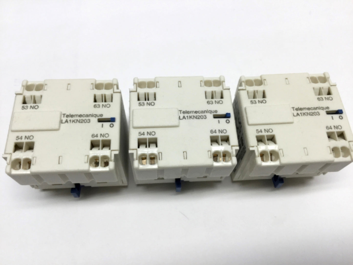 Used Lot of 3 Schneider LA1KN203 Auxiliary Contact Blocks 2x Normally Open 10A 600VAC