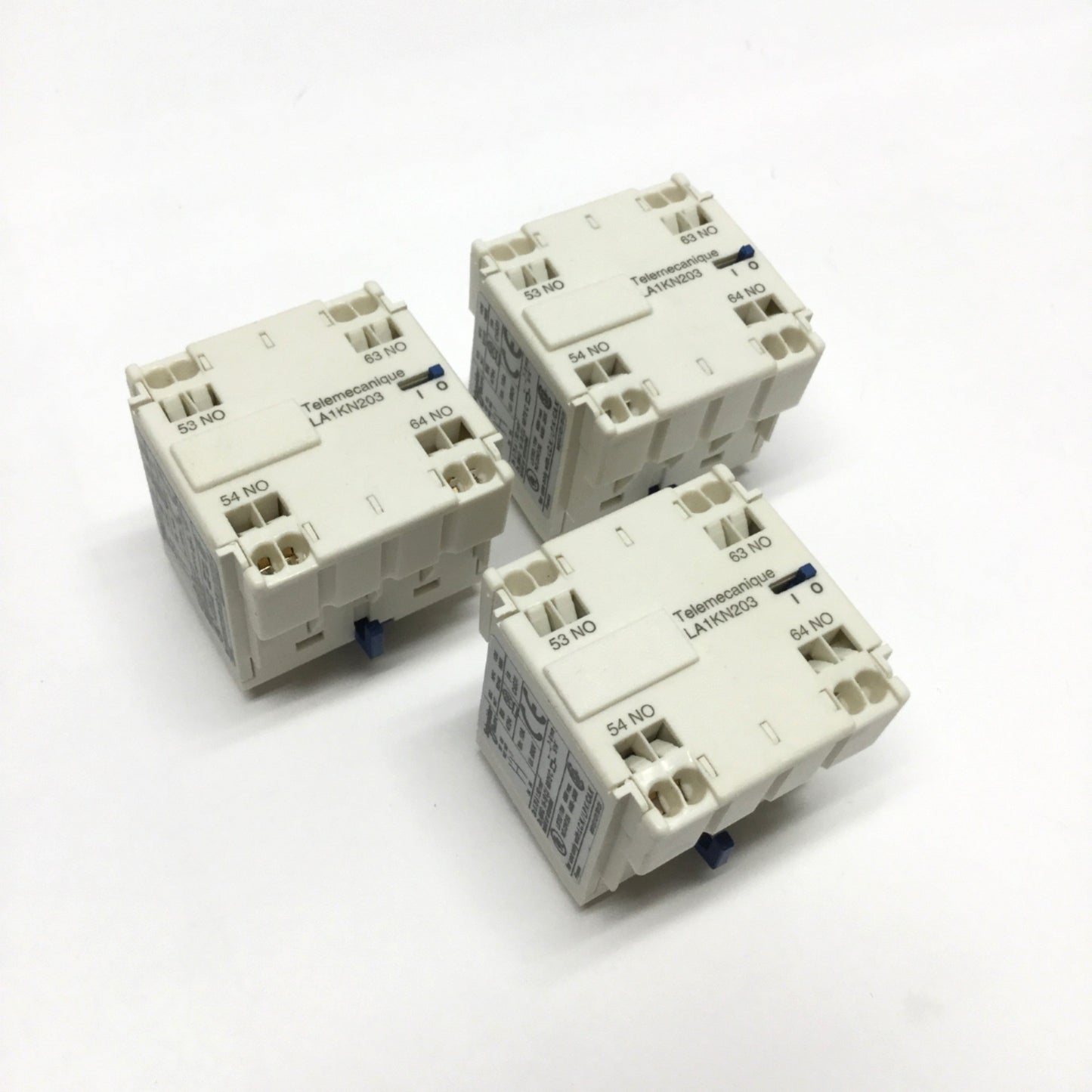 Used Lot of 3 Schneider LA1KN203 Auxiliary Contact Blocks 2x Normally Open 10A 600VAC