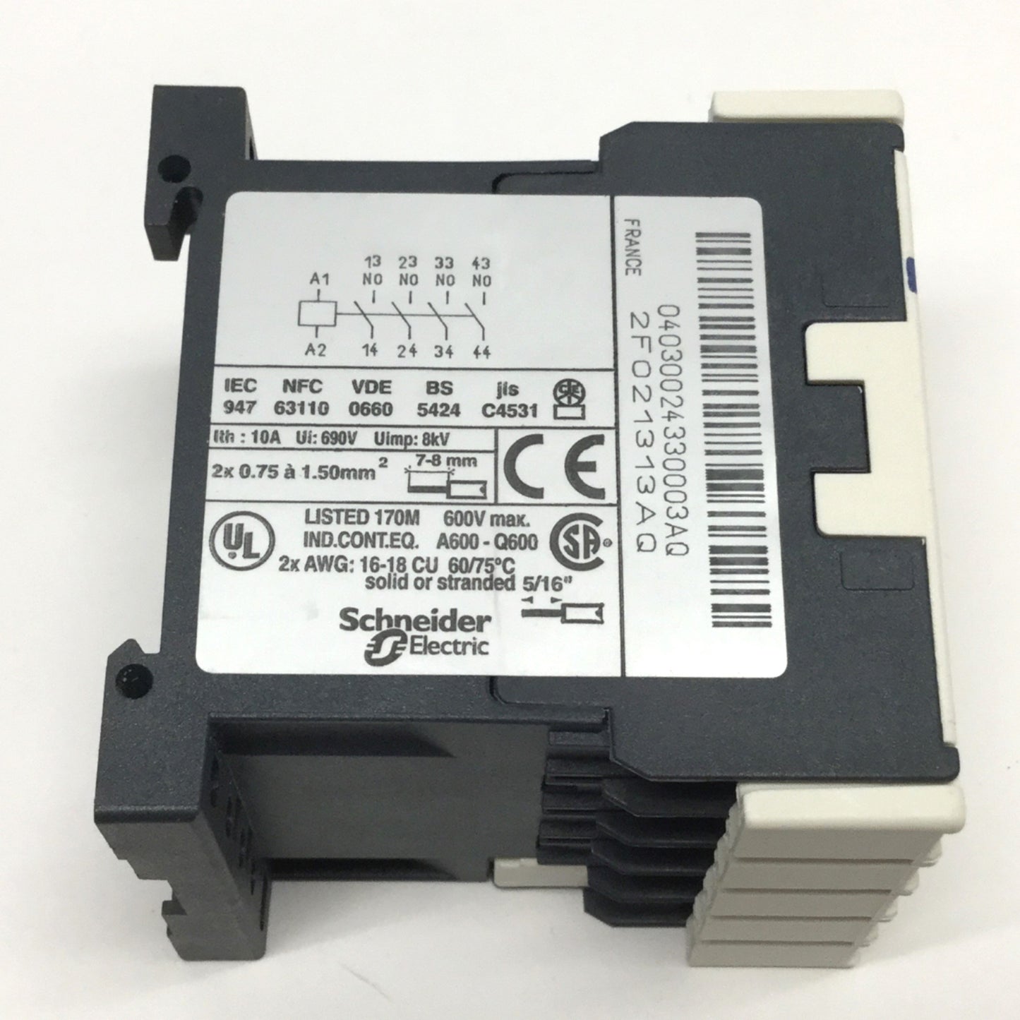 Used Telemecanique CA4KN403BW3 Control Relay 4-Pole, 4NO, 24VDC Coil, 600V 10A