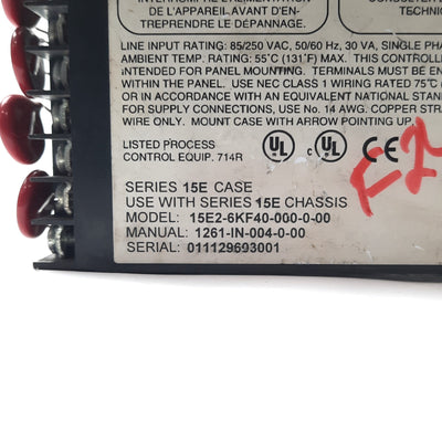 Used BARBER-COLMAN 15E2-6KF40 Series 15 Temp Controller TC/RTD 12VDC Out 85-240VAC