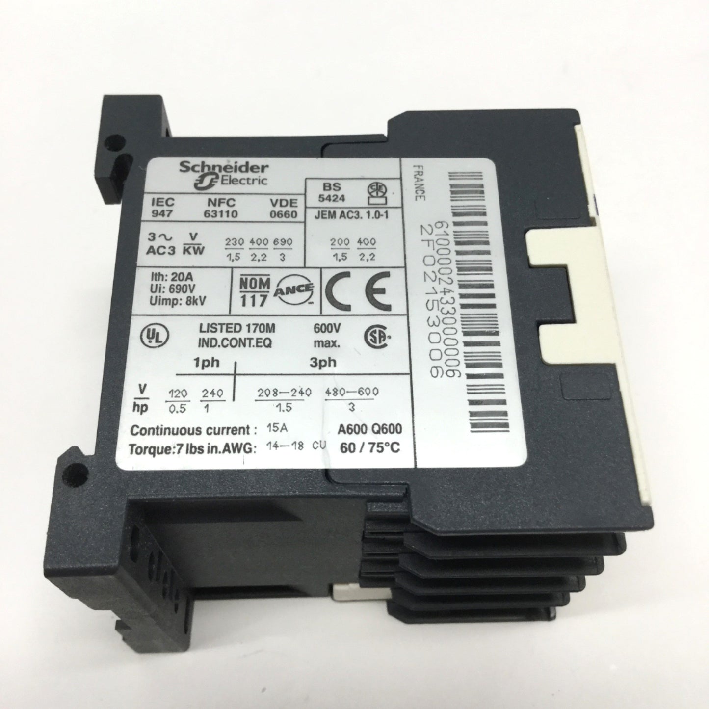 Used Telemecanique LP4K0610BW3 Contactor, 3-Pole + 1NO Aux, 24VDC Coil, 600V 20A