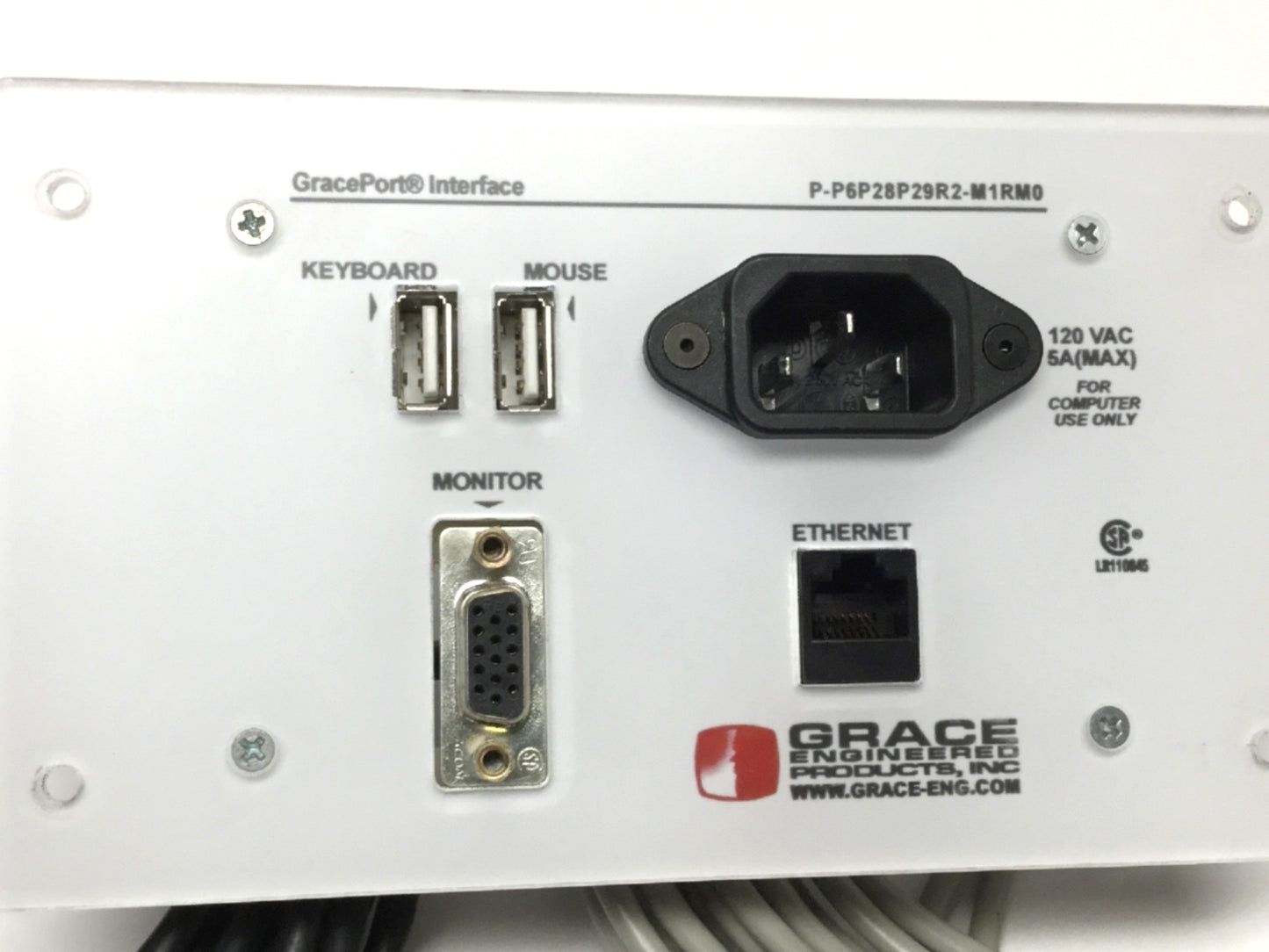 Used Grace P-P6P28P29R2-M1RM0 Remote Access Panel Interface VGA, RJ45, USB, 120VAC 5A