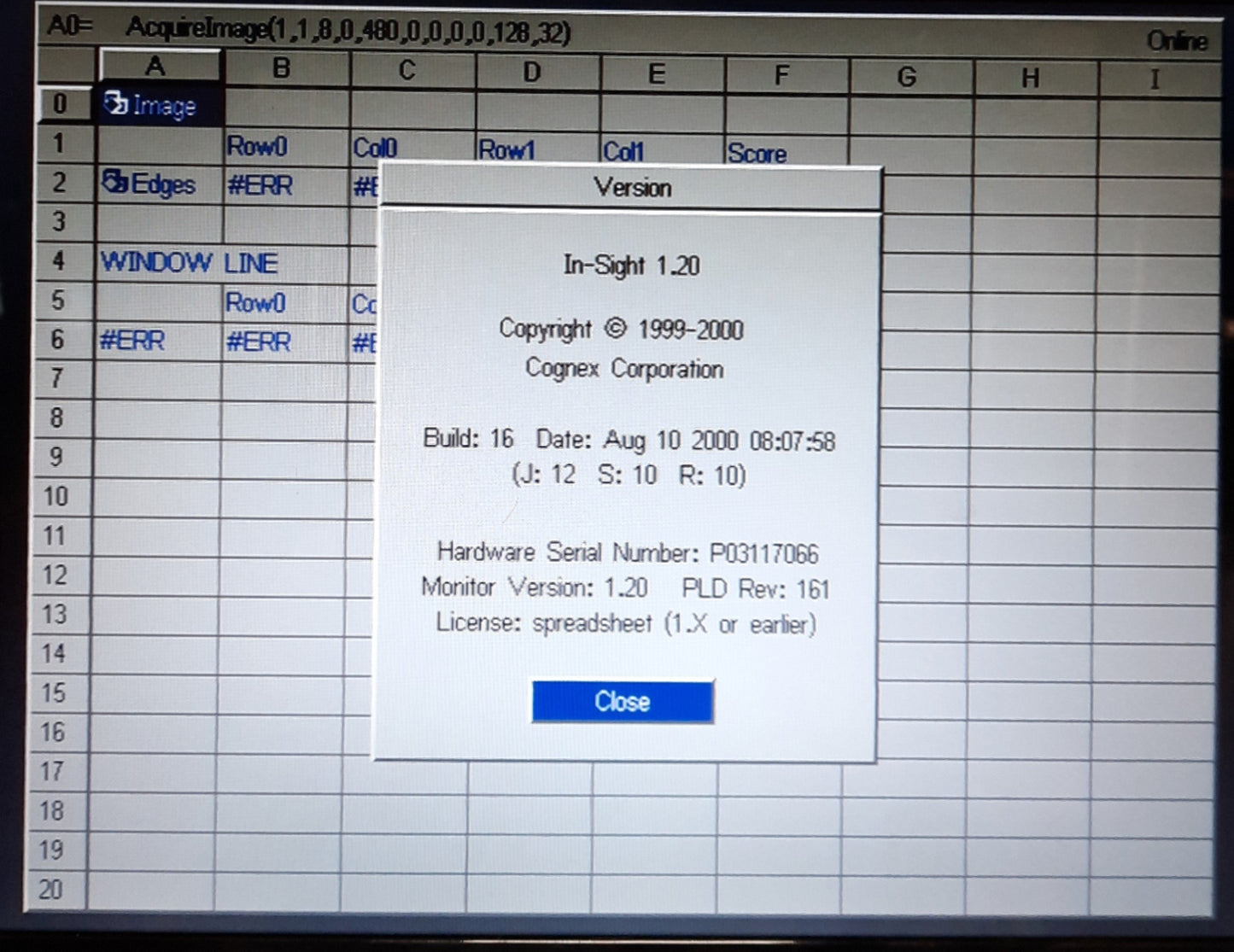 Used Cognex 800-5714-1 In-Sight 2000 Machine Vision Processor, VGA, 12VDC
