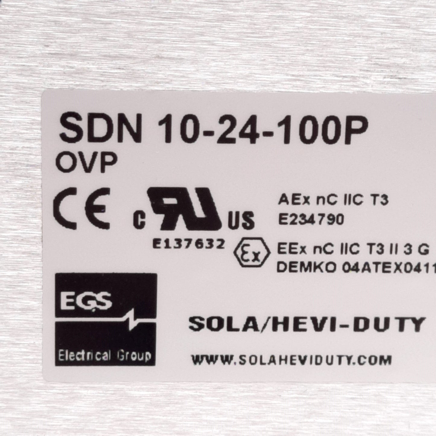 Used Sola SDN 10-24-100P DIN Rail Power Supply 115/230VAC In, 24VDC 10A Out 240W