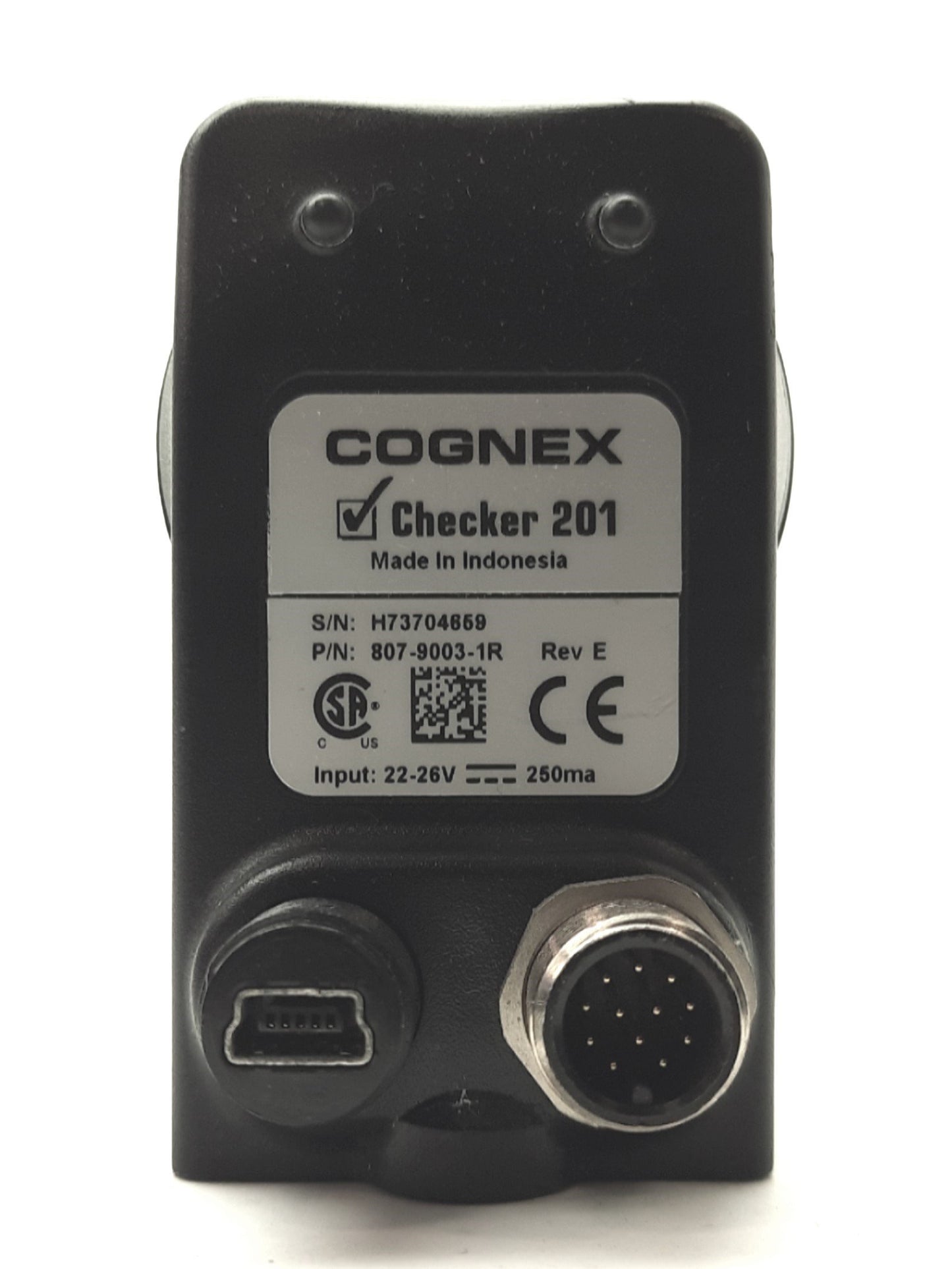 Used Cognex 807-9003-1R Rev E Checker 201 Vision Sensor/Camera, Mini-USB, 24VDC