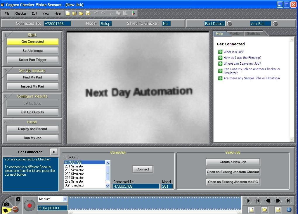 Used Cognex 807-9003-1R Rev E Checker 201 Vision Sensor/Camera, Mini-USB, 24VDC