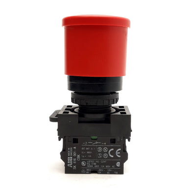 Used ABB MPMT3-11R Illuminated E-Stop Button, 1NC + 1NO Contacts, Ø42mm, 24V LED