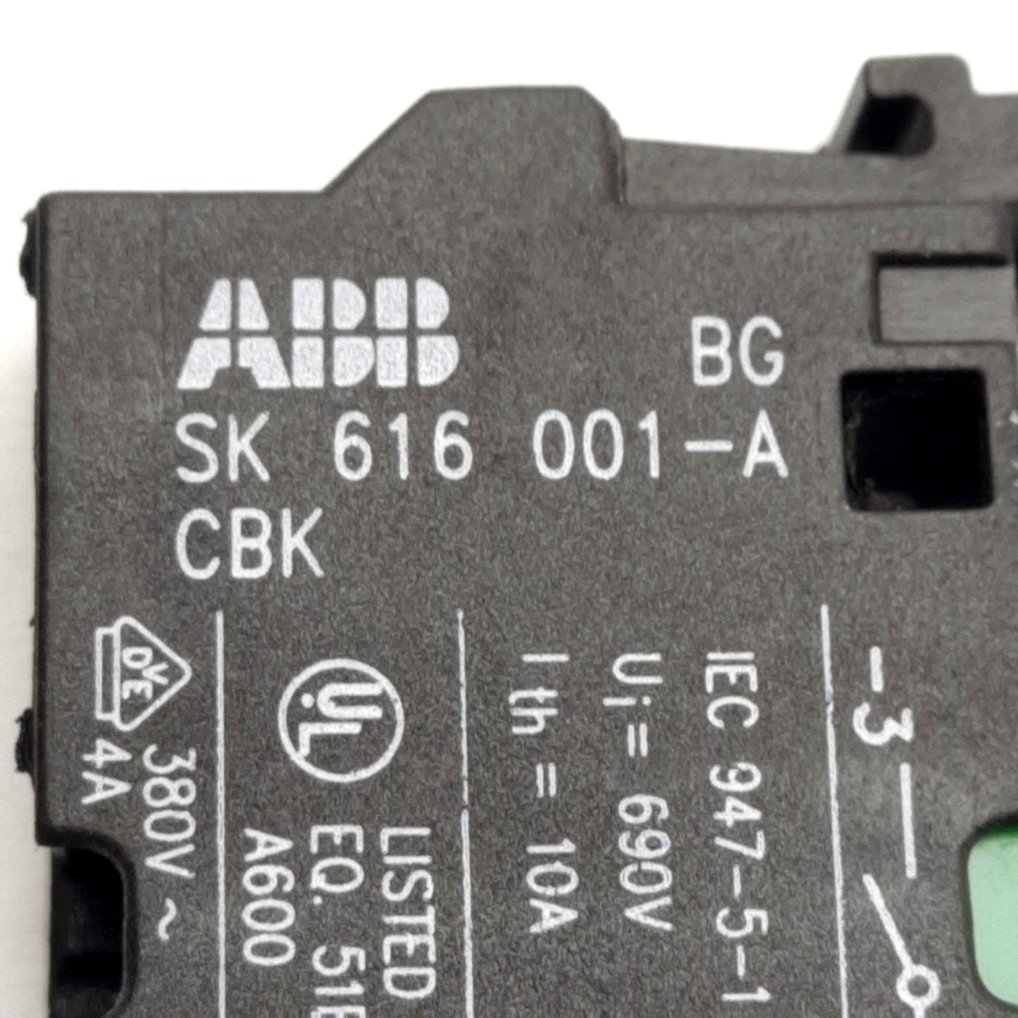 Used Lot of 4 ABB SK616-001-A Contact Blocks, Screw Clamp, SPST NO, 690V 10A