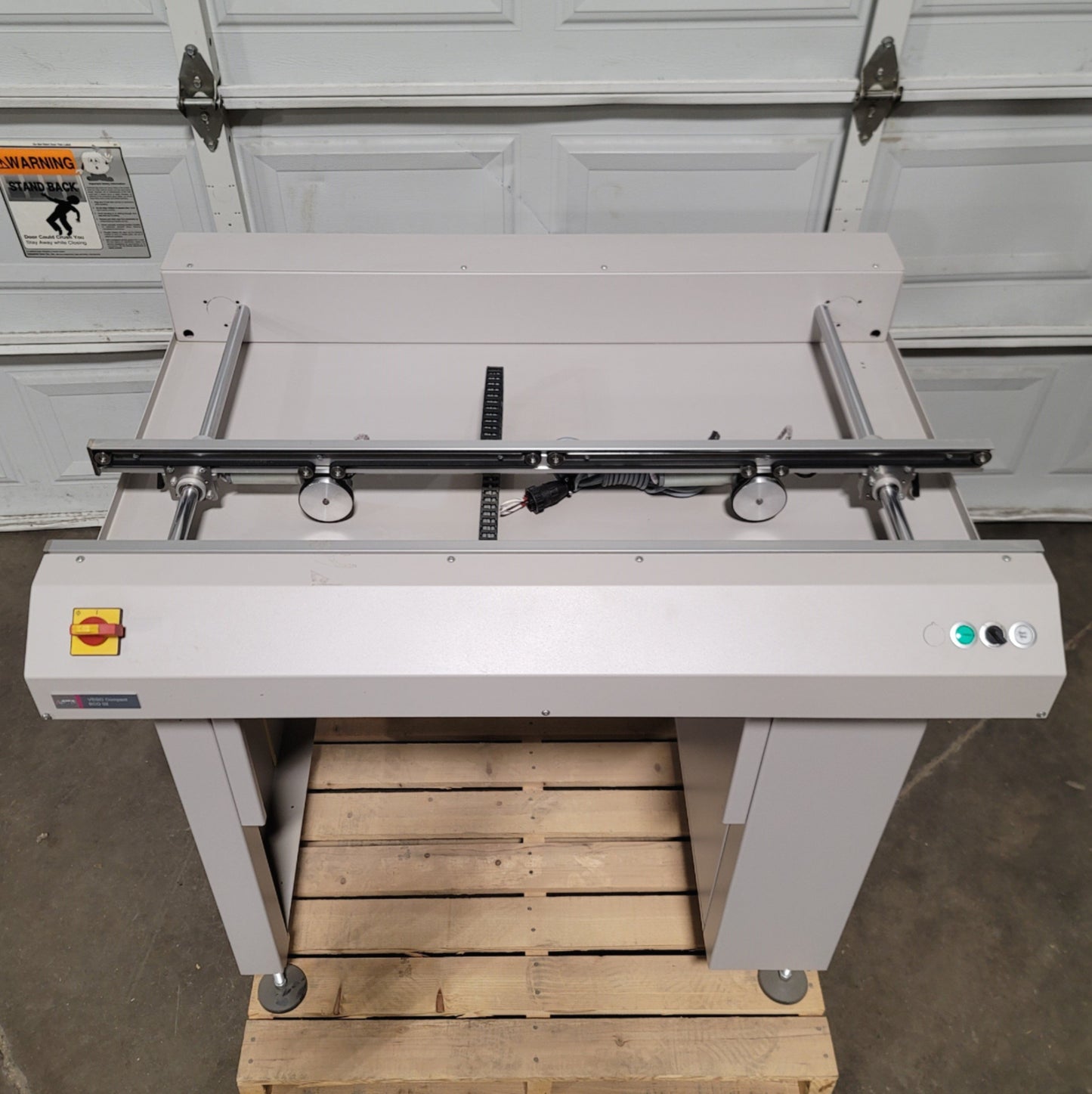 Used ASYS BCO 02 Edge Belt Conveyor System 1060mm Long, 460mm Max Width, 120VAC 1.2A